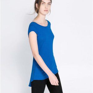 ZARA SCOOP BACK ROYAL BLUE T-SHIRT